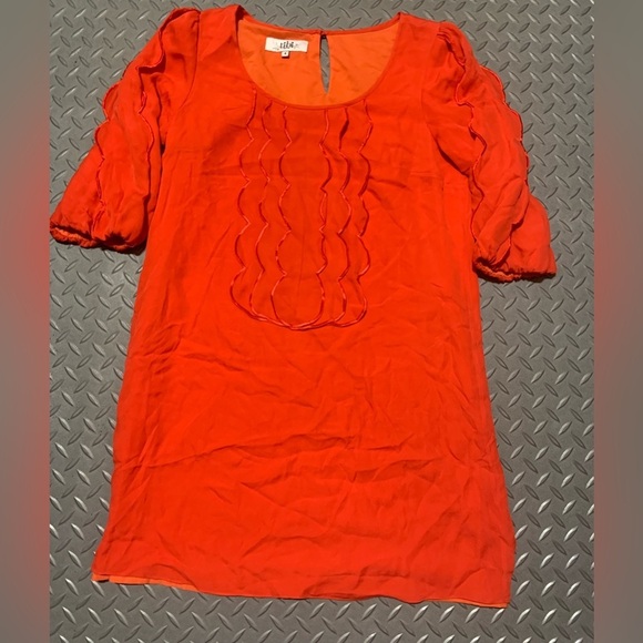 Silk tibi ruffle mod 60s shift dress 4 $200 holiday boho designer Christmas - Picture 2 of 5